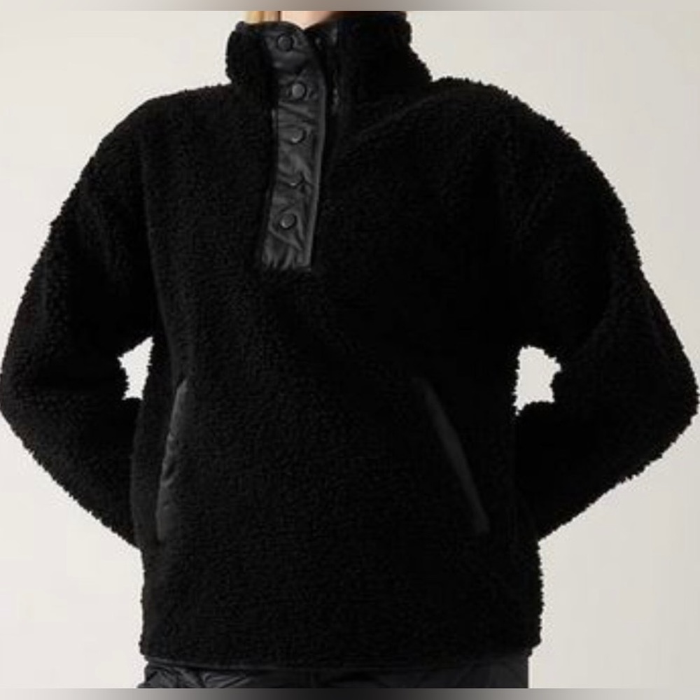 Athleta Midnight Black Sherpa Pullover